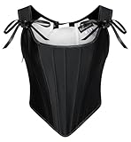 SCARLET DARKNESS Corsetto rinascimentale da donna, con lacci, vintage, in raso, bustier, Nero , 48