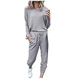 Tuta Da Casa Donna Invernale Sportiva Maglia Girocollo Manica Lunga E Pantaloni Casual Set Coordinati Abbigliamento Casual Comode Due Pezzi Outfit Tute Ginnastica Curvy Oversize Complete Yoga Corsa