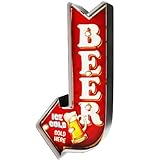 DiiliHiiri Insegna della Birra per Pub, Cartello Retro Insegna Luminosa Vintage in Metallo, Prodotto Artigianale, Accessori per la Decorazione della casa (Ice Cold Beer)