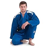 GREEN HILL JUDOGI Bianco Blu Professional IJF Approved Judo GI Kimono Unisex (150 Slim, Blu)