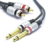 2x RCA a 2x Jack 6.3mm Cavo 3m VITALCO 2RCA Phono a Doppio Jack TS Mono Connettore Audio Maschio Stereo OFC