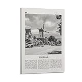 LZTEN Solvang Stampa in bianco e nero, Solvang Wall Art, Solvang Foto, Solvang Map, Solvang Wall Decor, California, USA Canvas Wall Art Poste