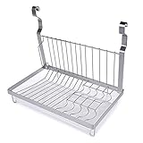 BOCbco Scolapiatti a Parete Dish Rack con Rimovibile Vassoio Gocciolamento acciaio inox da appendere pieghevole in Portabicchieri ciotola Mensole Cucina Dish Drainer pensile/Without Rod