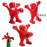 Apribottiglie Happy Man, Cavatappi Apribottiglie Birra Tappi per Vino Divertenti per Bottiglie Set Regalo Novità 3 Pezzi