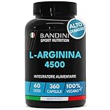 Bandini® L-Arginina 4500 mg 360 Capsule Alto Dosaggio - Pura L-arginina HCL Alternativa alla Arginina Polvere - Naturale Integratore Alimentare Sportivo senza Additivi non Necessari - Qualità Italiana