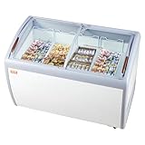 VEVOR Vetrina per Gelato Commerciale 362 L Congelatore Mobile con Piano in Vetro, Armadietto per Gelato per Ristorante, 4 Cestelli Metallici, 2 Porte Scorrevoli in Vetro, Ruote con Bloccaggio, Bianco