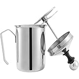 Gvolatee 500 ml Montalatte,schiumalatte in acciaio inox doppia rete manuale Latte Creamer Schiuma di latte