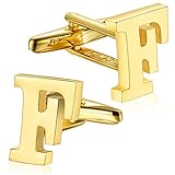 HAWSON Gemelli con lettera dalla A alla Z, placcati in argento/oro, ideali come regalo formale per matrimonio con camicia smoking, Metallo