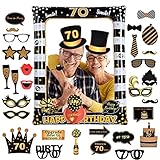 Flintronic Photo Booth Compleanno Accessori, Photo Booth Props, Carta Foto Decorazione per Festa Compleanno -Gadget 70 Anni Fai da Te