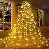 GYLEFY luci Albero di Natale, 2M*16 Rami Catene Luminose 400LED, Anelli Ghirlande Impermeabile per Esterno Interno -Bianco Caldo