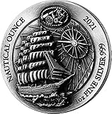 Power Coin Sedov Nautical Ounce Antique 1 Oz Moneta Argento 50 Franchi Rwanda 2021