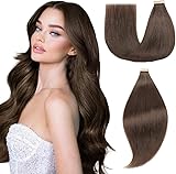 Einbeauty Extension Capelli Veri Biadesivo 20pcs Extension Biadesive 35cm 40g Marrone scuro Extension Biadesive Capelli Veri Invisibile Extension Capelli Veri(14inch,2#)