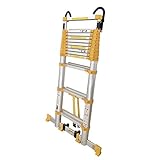 Scala telescopica portatile gialla con ganci, scala di estensione multiuso fai-da-te per la manutenzione degli edifici, altezza 1/2/3/4/5/6/7/8 m (dimensioni : 6,6 m/21,7 piedi) (giallo 3,8 m/12,5 pi