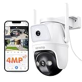 YESYAMO Telecamera Wi-Fi Esterno 4MP, 2.5K Videocamera Sorveglianza con Doppia Lente, PTZ 360°, Visione Notturna, Tracciamento Intelligente, Rilevamento Umano, Audio Bidirezionale, WiFi 2.4/5Ghz