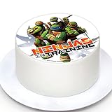Cialda per torta TMNT Ninja Kardasis con personaggi | Porte decorativa commestibile | Divertenti decorazioni per torte di compleanno a tema TMNT Ninja | 20cm