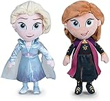 Disney - Pack 2 Peluches 11 81"/30cm Principesse di Frozen - Il Regno di Ghiaccio - Elsa + Anna qualità Super Soft