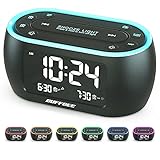 BUFFBEE Radiosveglia da Letto con 7 Luci Notturne Colorte, Doppia Allarme, Snooze, Dimmer, Porta USB, Timer Riposo, Sveglia Digitale con Radio FM e Timer Notte