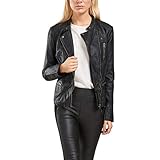 ONLY Leather Look Jacket Giacca, Black, 42 EU Donna