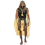 Edhomenn Set di 7 costumi da antico egiziano da uomo, per Halloween, costume da faraone (nero, XXL)