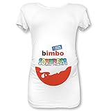 T Shirt Maglia Premaman Bimbo Sorpresa (L Manica Corta, Bianca Maschietto)