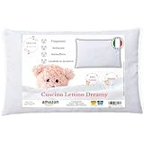 DREAM HAVEN- Cuscino Lettino Bambino, Cuscino culla 40x60, Cuscino Asilo Traspirante Antiacaro, Cuscino Antisoffoco 100% Cotone Made in Italy