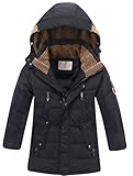 Vogstyle Bambini Giubbotto Piumino Invernale Ragazzi Ragazze Leggero Impermeabile Cappotto con Cappuccio Nero 12 Anni/Altezza 150-160