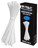 V-TAC Fascette per Cavi in Plastica misura 2.5 mm x 200 mm - Confezione 100 Pezzi - Fascette per Cablaggio Multiuso - Stringicavo Portacavi Fermacavi per Elettricista, Meccanico, Giardinaggio - Bianco