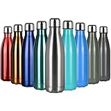 flintronic Bottiglia Acqua in Acciaio Inox, 500ML Portatile Borraccia, Senza BPA, Termica, con Spazzola per Scuola, All aperto, Yoga, Palestra