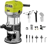 Fresatrice Rifilatore, DEWINNER Router di legno elettrico 710W 13000-33000 giri / min, 6 velocità variabili, 3 pinze da 1/4  , 6mm e 8mm, laminatore professionale con accessori