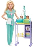 Barbie Carriere Playset Pediatra Bambola, 2 Neonati e Accessori, Giocattolo per Bambini 3+ Anni, GKH23