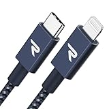 RAMPOW Cavo USB C a Lightning MFi certificato, cavo Lightning USB C Power Delivery nylon intrecciato per iPhone 12/11/11 Pro/XS/XR/X/8, iPad Mini 5, iPad Air 2019-1m/Blu Navy