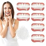 EUPSIIU 6 Paia Dente Provvisorio, Denti Finti Cosmetici Faccette Istantanee, Faccette Superiore Inferiore Denti Protesi a Sorriso per Donne Uomini, Protesi Dentale per Riacquistare il Sorriso