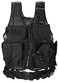 ProCase Gilet Tattico, Gilet Tattico Softair Traspirante Regolabile da Uomo per Assalto di Addestramento al Combattimento All aperto, Leggero Paintball Militare Gilet Softair, Festa del Papà –Nero