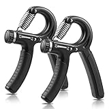 NIYIKOW 2 Pezzi Hand Grip, Avambracci Attrezzi, Allenamento Avambraccio, Resistenza Regolabile 22-132Lbs (10-60kg), Perfetto per Musicisti Atleti ed Recupero di Lesioni alla Mano-Nero