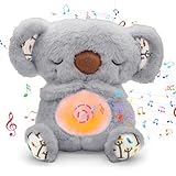 PQKL-party Lontra Che Respira, Koala Peluche Che Respira, Koala Che Respira, Peluche Koala, Peluche Koala con Luci Musicali e Respirazione Ritmic, Regali di Compleanno per Ragazze e Ragazzi(Grigio)