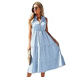 JPXWD Vestito Domande Summer Dress Women Sleeveless Cash Holiday Dress Women Domande-Blu-S