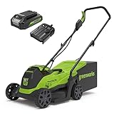 Greenworks 24V Tagliaerba a Batteria con Motore Brushless per Piccoli Prati Fino a 140m², Ampiezza di Taglio 33cm, Sacca da 30L CON Batteria da 24V 2Ah & Caricabatterie, Garanzia 3 Anni-GD24LM33K2