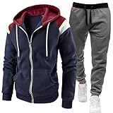 NaLatia Tute da Ginnastica Uomo Maniche Lunghe Felpa con Cappuccio e Jogging Pantaloni Sportiva Set Moda