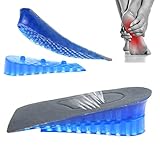 Solette Gel Alzatacco, Solette Scarpe Aumento di Altezza 2 Strati Rialzo da 2-3.5 cm Alzatacco del Inserto Tallone Unisex, Silicone Invisibile, Aumento Solette Alzatacco A Nido D ape