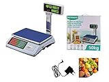 BILANCIA DA BANCO PROFESSIONALE DIGITALE MAX 50KG DISPLAY CON SCONTRINO FRUTTA