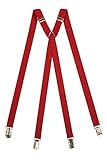 Olata Bretelle Sottili a Forma di X, Stile Classico, Completamente Regolabili, Elastiche, 2 cm. Rosso