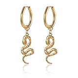 Snake Huggie Earrings, 18k Gold Snake Charm Small Hoop Orecchini Snake Drop Ciondola Orecchini lunghi Punk Snake Stud Orecchini Gioielli animali per donna Uomo