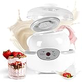 Duronic YM1 Yogurtiera elettrica automatica – 1 vasetto in ceramica da 1.5 litri - Macchina per yogurt con display digitale timer impostabile - Ideale per preparare yogurt fatti in casa