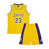 Huniam Magliette e Pantaloncini da Basket, Senza Maniche Maglia Completo Basket Bambino, Completo Pallacanestro Ragazzo 2 Pezzi per Bambini (Giallo, 12-14 Anni)