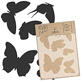 NAKLEO Fai da te Stencil in Plastica Riutilizzabile - 15x21cm - Farfalle Primavera Prato - Arte Artigianato Parete Pittura Modello Scrapbooking Decoupage Tessuto Mobili Legno