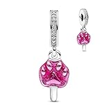 LaMenars Gelato rosa Charm for 925 Sterling Silver Bracciale delle donne Collana di Natale San Valentino Pendente Festa della mamma Girl Gift