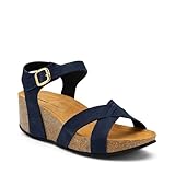 FRAU 59F7 Sandalo a Incrocio In Nabuk Blu Con Zeppa 5,5 Cm (59F7, Sistema Taglie Calzature EU, Adulto, Donna, Numero, Media, 37)