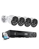 ZOSI 4MP Kit Videosorveglianza PoE Esterno, 4x Telecamera PoE Esterna, 8CH 5MP NVR con 2TB Hard Disk, Rilevamento di Persone, Audio Unidirezionale, Accesso Remoto, C180