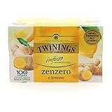 Twinings, Infuso Aromatizzato Zenzero e Limone, Bevanda Relax, Senza Caffeina, Infusi e Tisane, 6 confezioni da 20 filtri