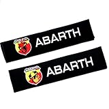 r2digital® COPPIA DI COPRI CINTURA DI SICUREZZA AUTO COMPATIBILE con ABARTH in COTONE 2Pz COPRICINTURA SPALLA RICAMATO in RILIEVO (Abar, Nero)